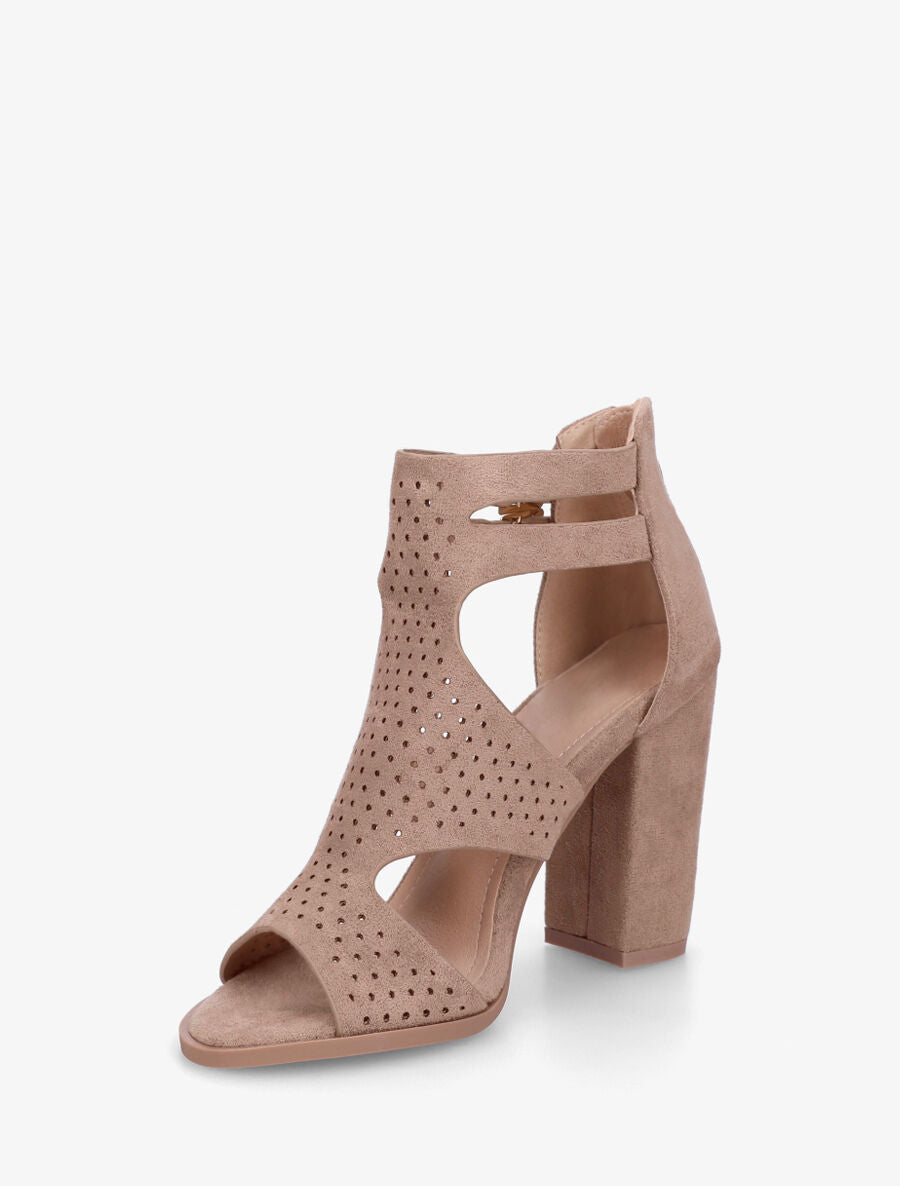 Sandales à talon à double brides à boucle - Taupe - 3