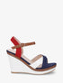 Sandales compensées bicolore - Marine - 1