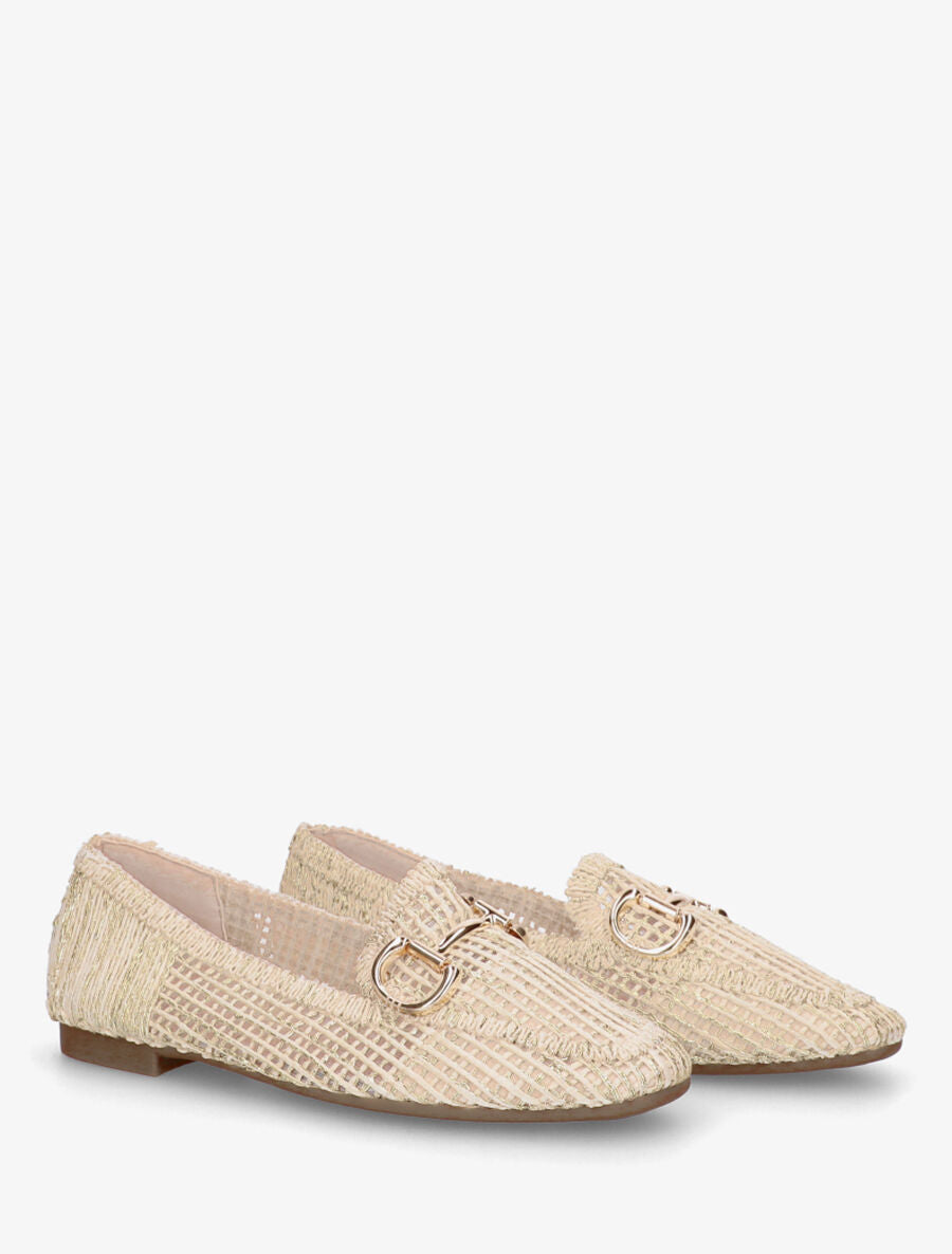 Mocassins plats en toile irisée - Beige - 4