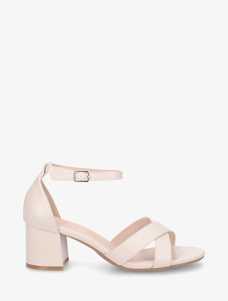 Sandales en simili à brides croisées - Beige - 1