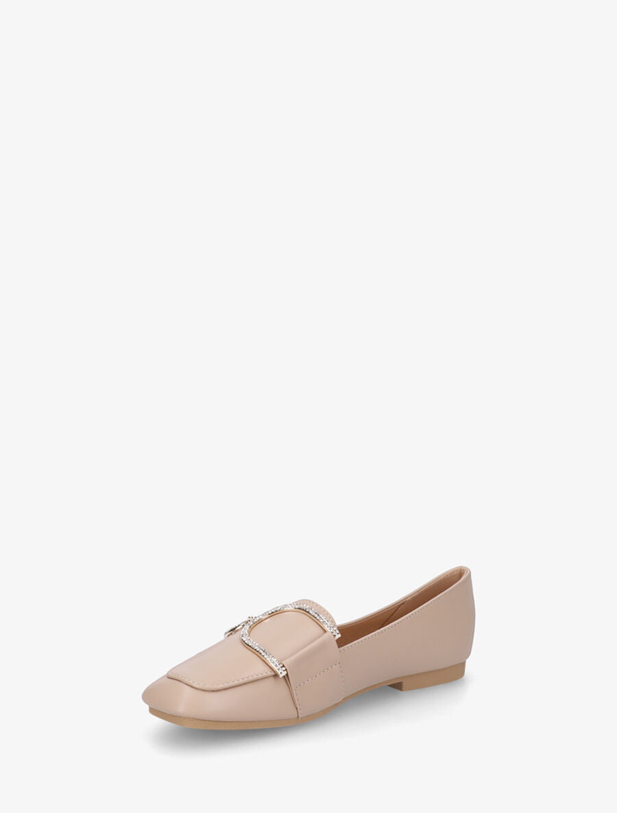 Mocassins plats à empiècement métal strassé - Taupe - 3