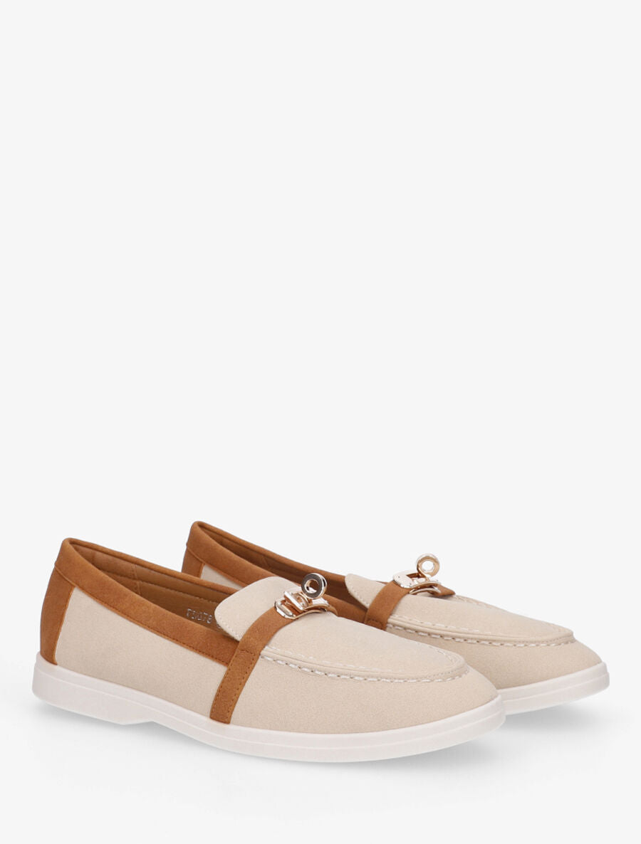 Mocassins bicolore effet nubuck - Beige - 4
