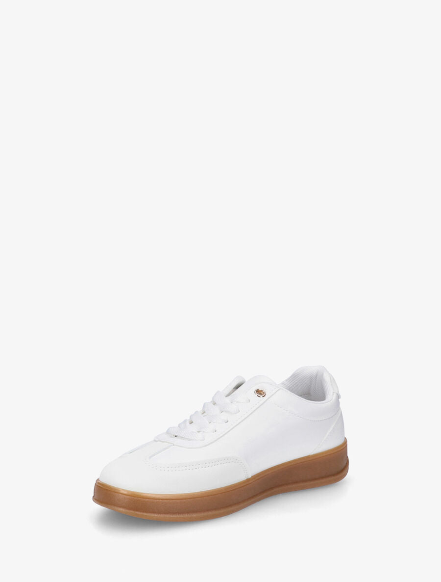 Sneakers à empiècement effet nubuck - Blanc - 3