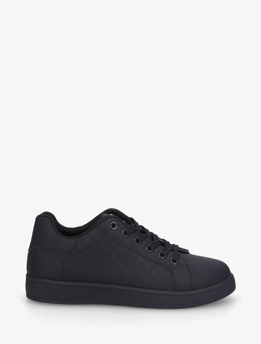 Sneakers plates à motif damier - Noir - 1