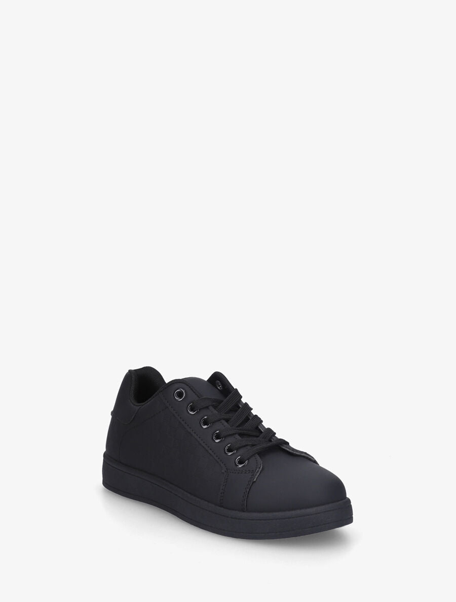Sneakers plates à motif damier - Noir - 2