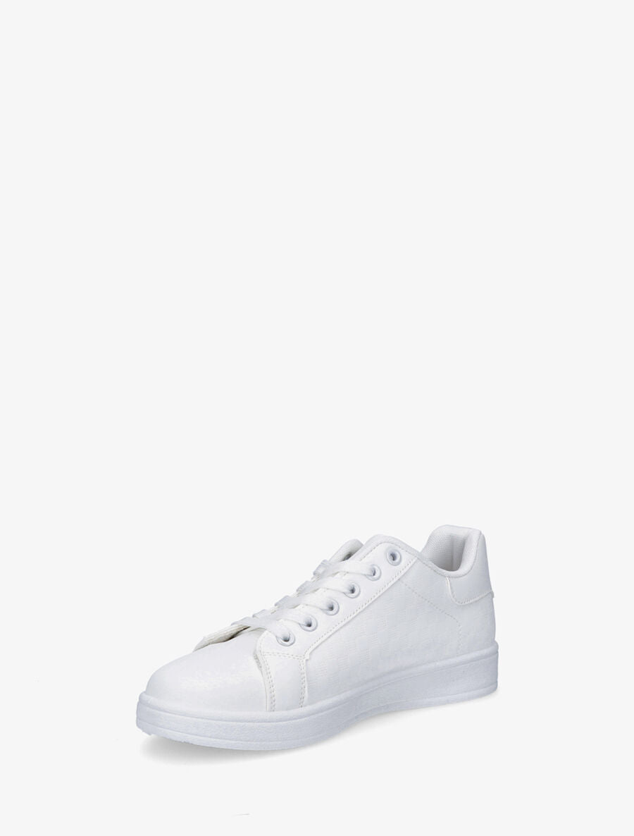 Sneakers plates à motif damier - Blanc - 3