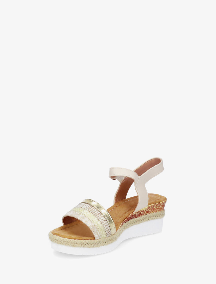 Sandales compensées ornées de tresses texturées - Beige