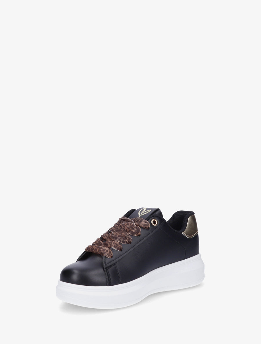 Sneakers imprimé coeurs à lacets en voile - Noir - 3