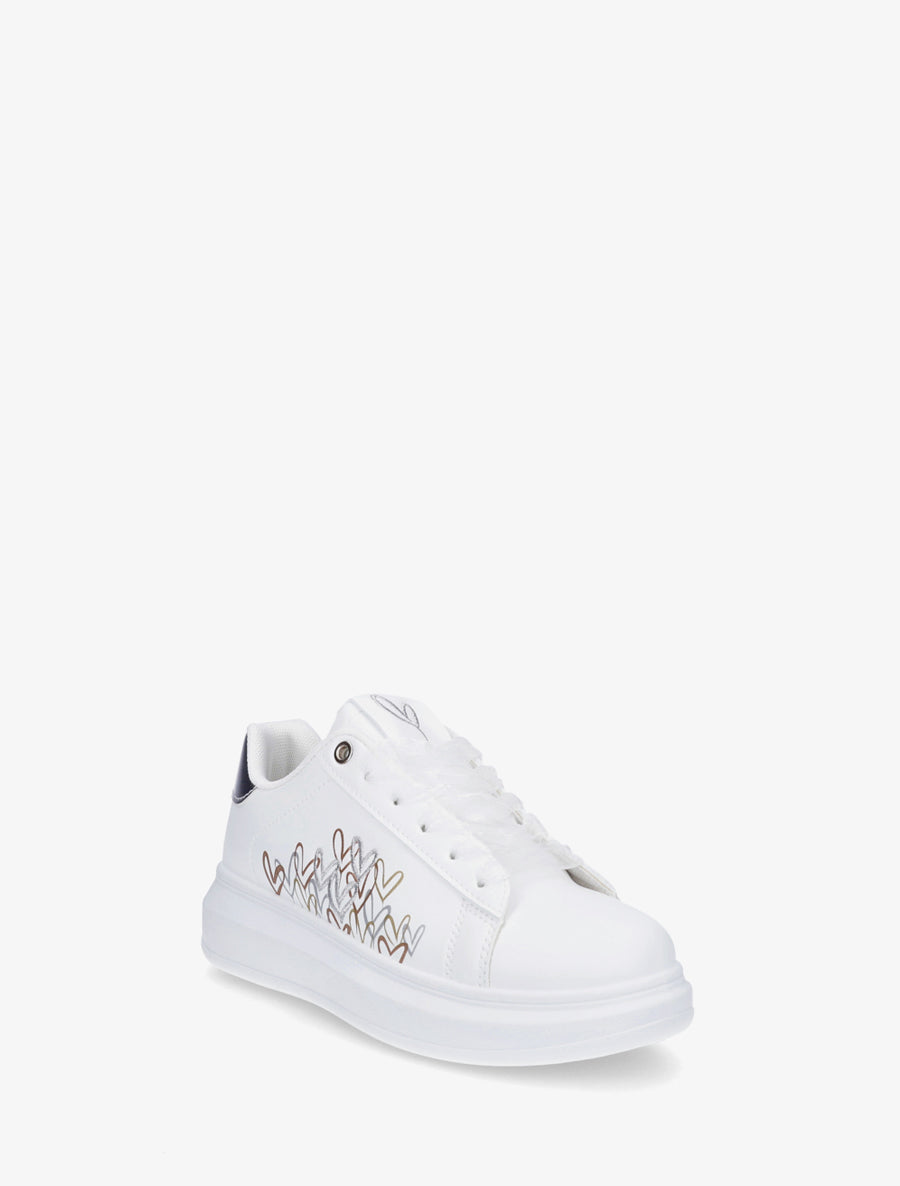 Sneakers imprimé coeurs à lacets en voile - Argent - 2