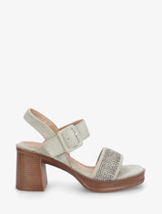 Sandales en suédine à bride texturé - Vert clair - 1