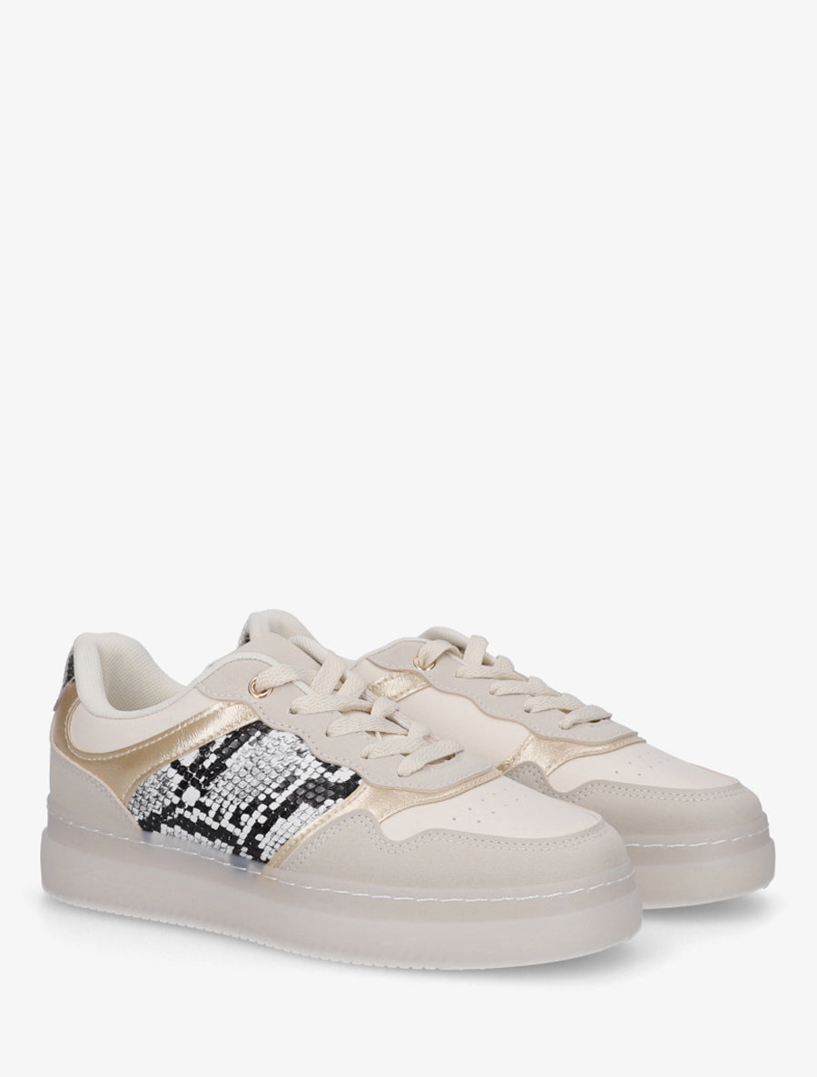 Baskets à empiècement python - Beige - 4