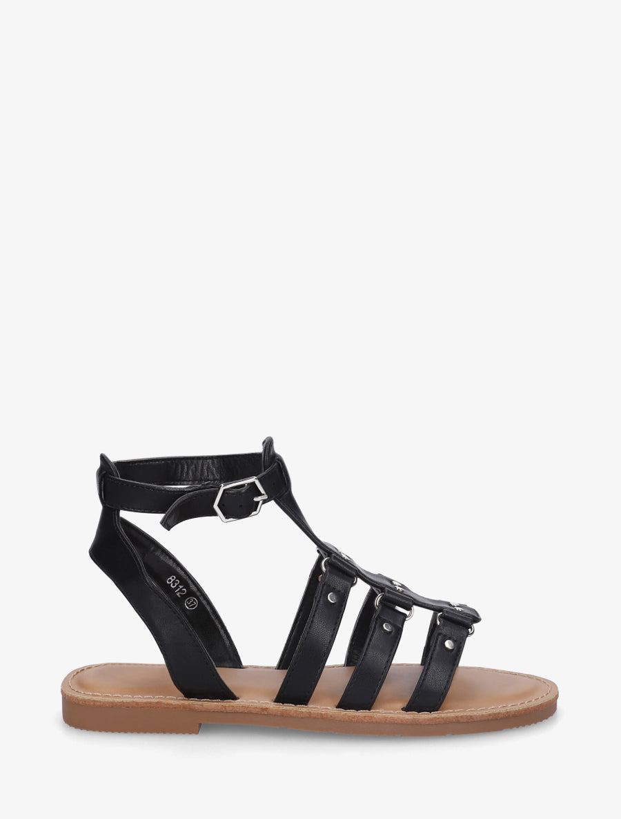 Nu-pieds cloutées style spartiate - Noir - 1