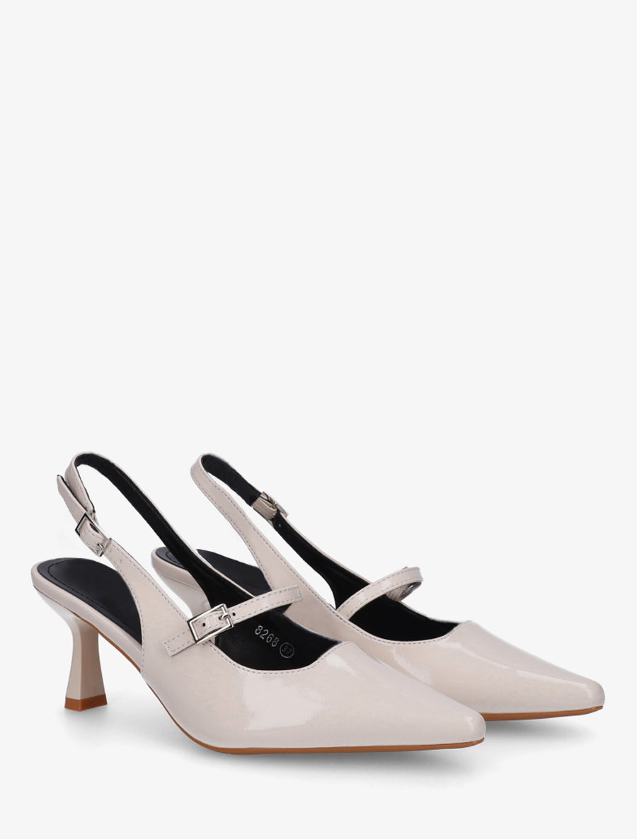 Escarpins vernis à bouts pointus - Beige - 4