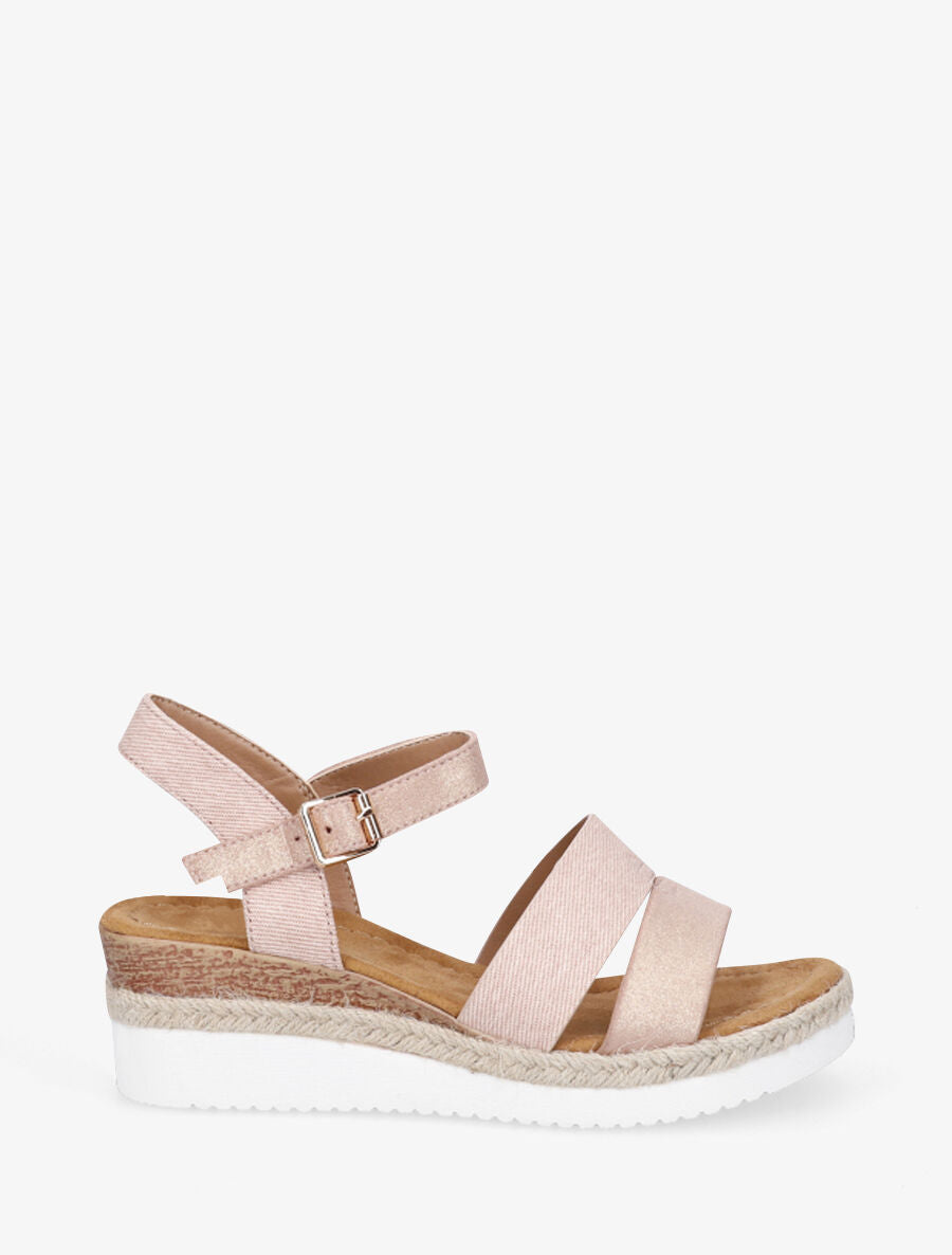 Sandales irisées à talon compensé - Rose - 1