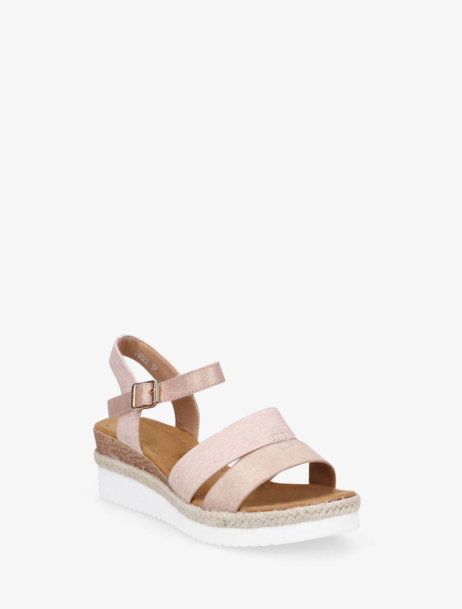 Sandales irisées à talon compensé - Rose - 2