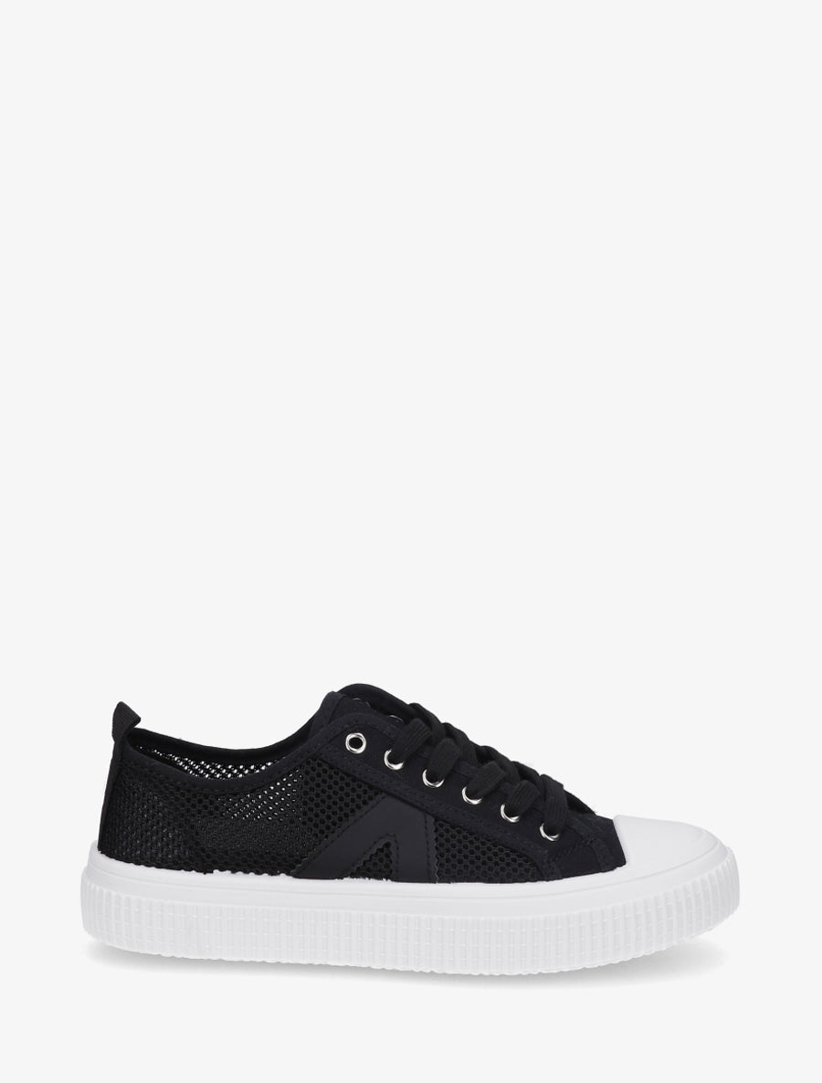 Sneakers unies en toile - Noir - 1
