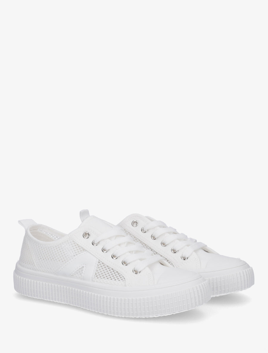 Sneakers unies en toile - Blanc - 4