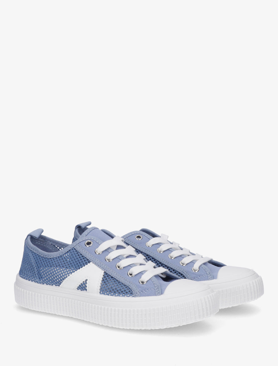 Sneakers unies en toile - Bleu - 4