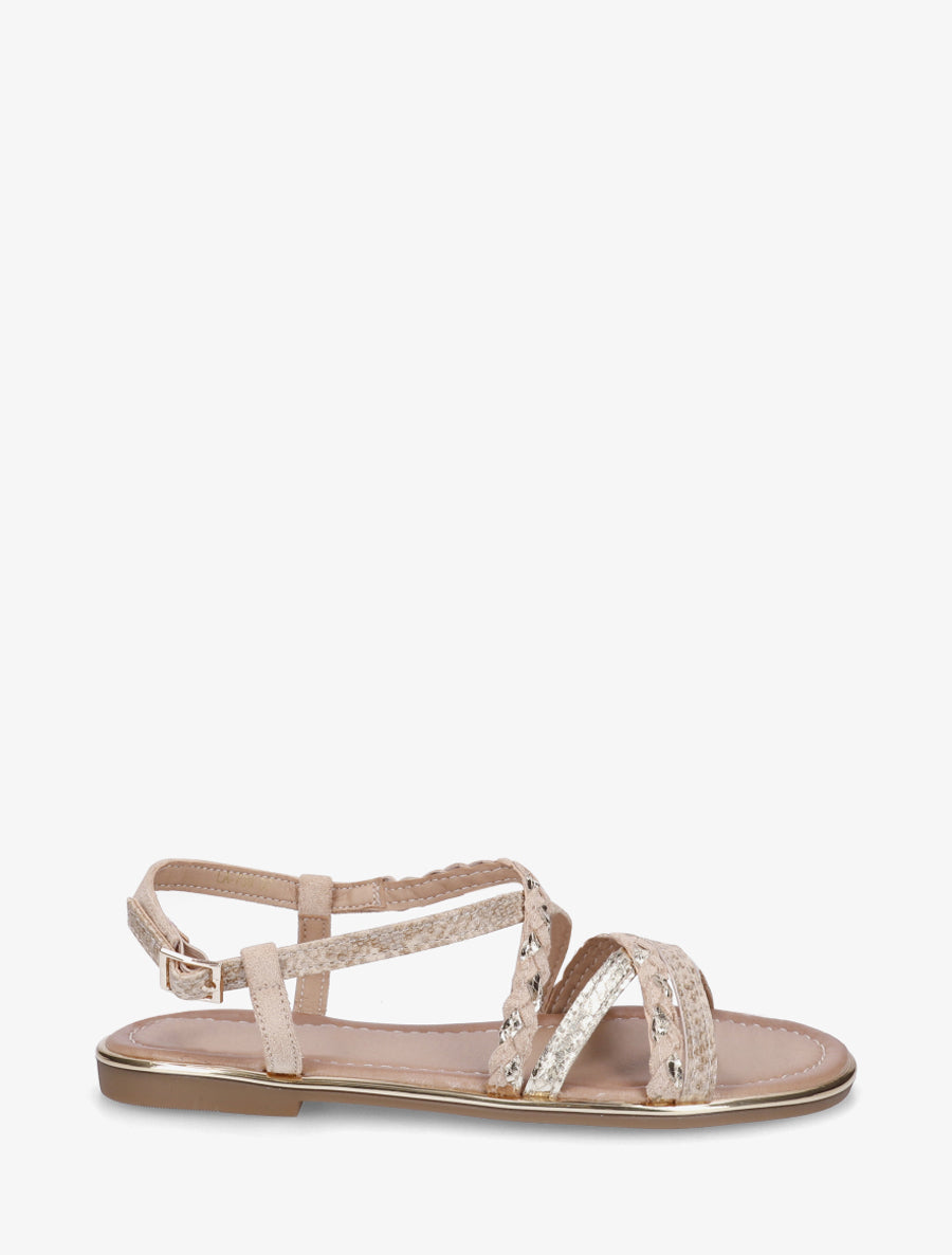 Nu-pieds croisés à tresses - Beige - 1