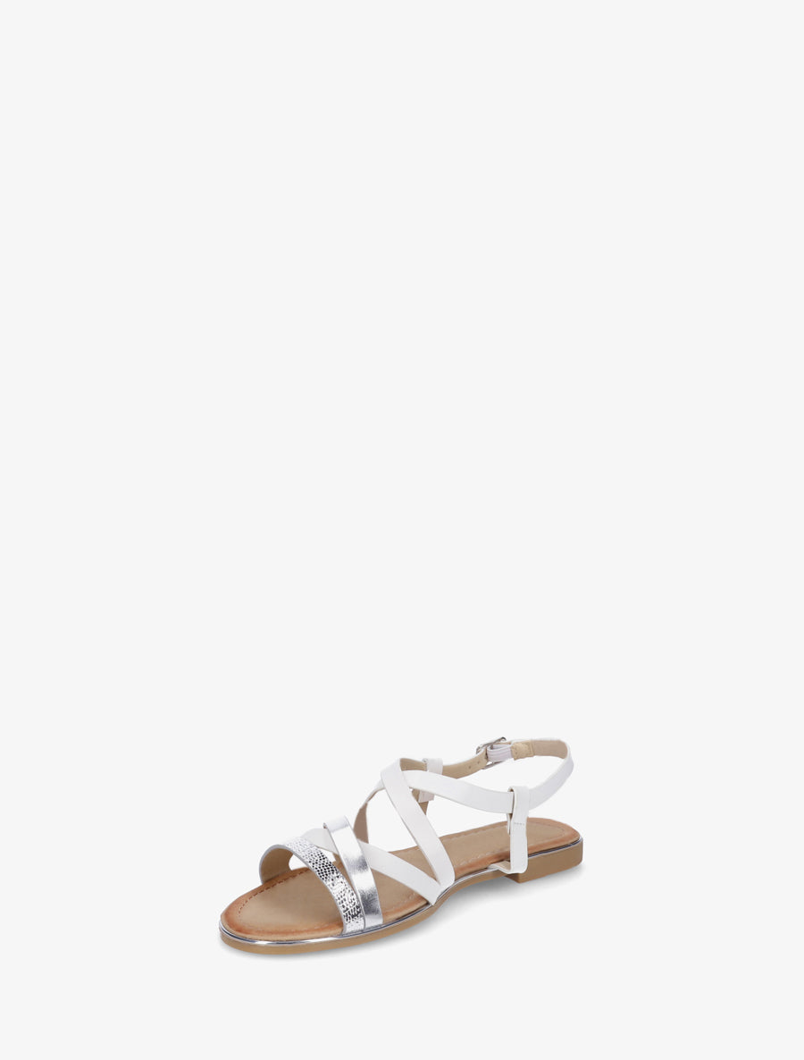 Nu-pieds en simili à brides croisées - Blanc - 3