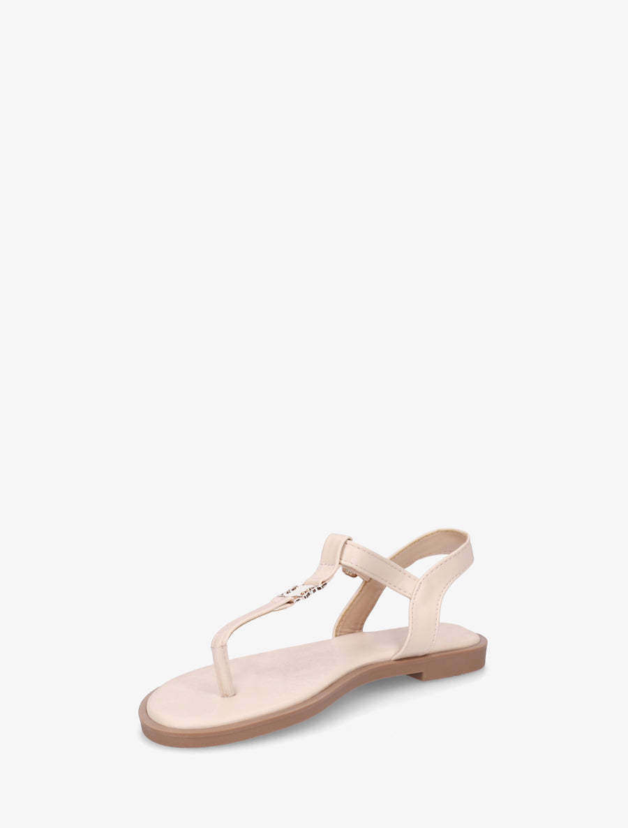 Nu-pieds à entredoigt et empiècement métal - Nude - 3