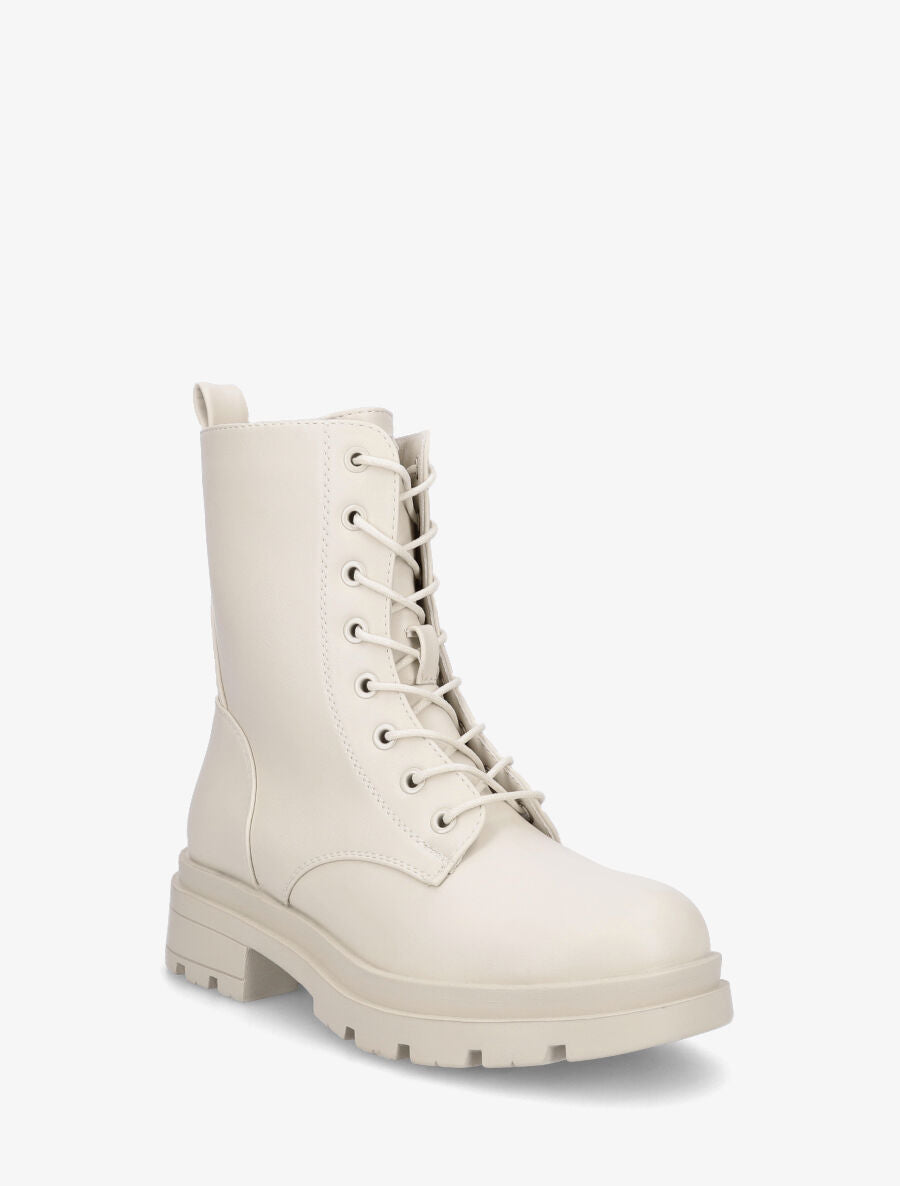 Bottines montantes à lacets - Beige - 2