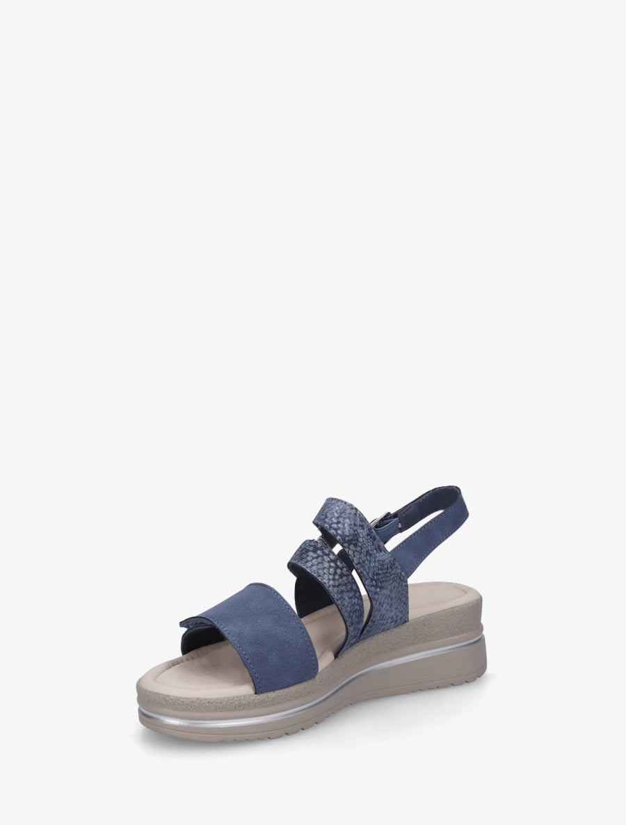 Sandales compensées irisées à scratch - Bleu - 3