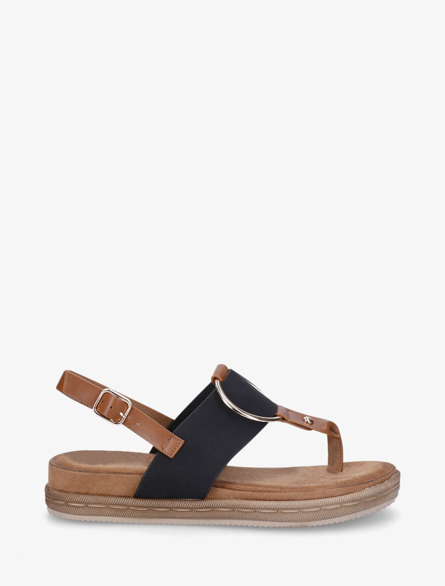 Nu-pieds en simili à anneau - Noir - 2