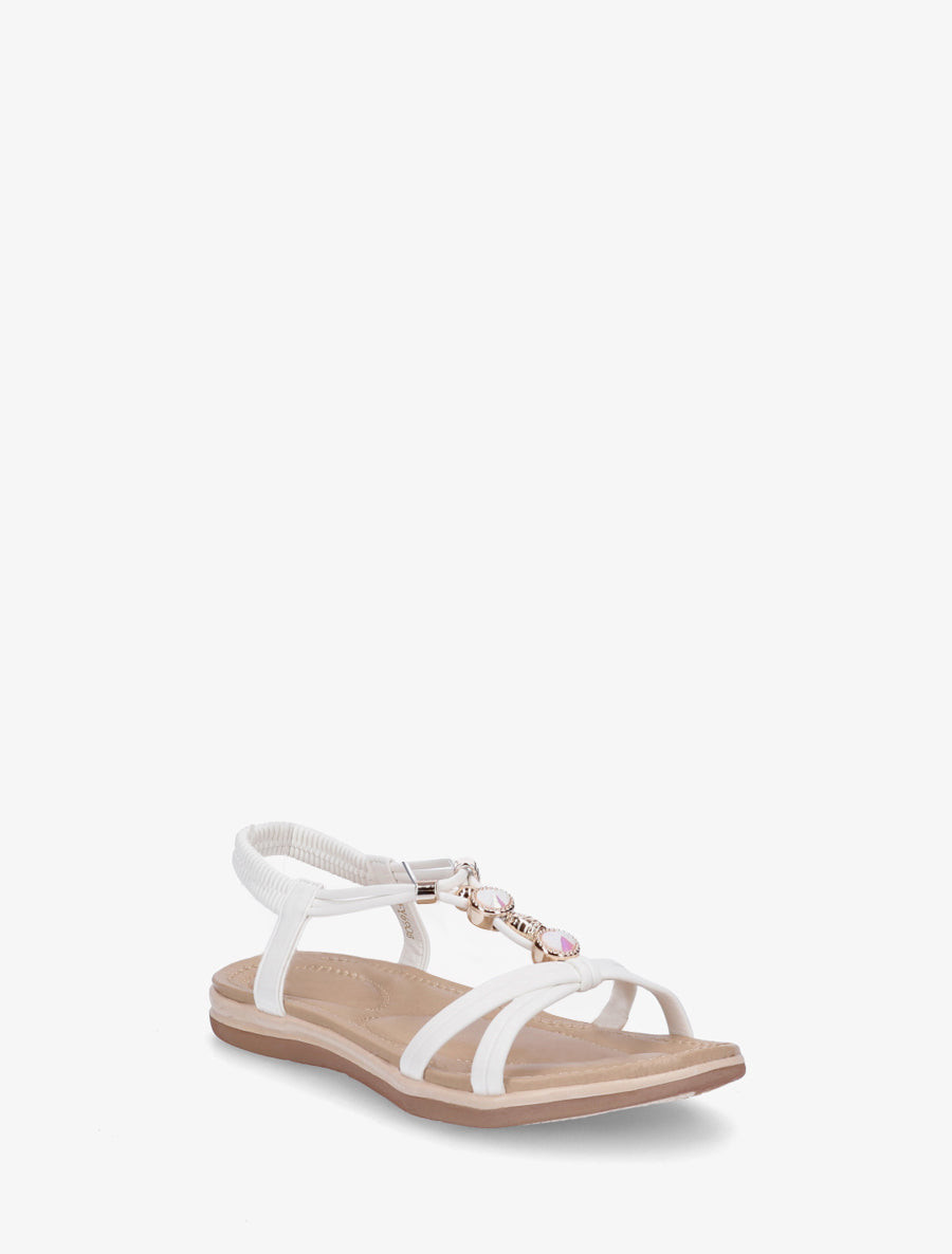 Nu-pieds à tour de cheville élastiquée - Blanc - 2