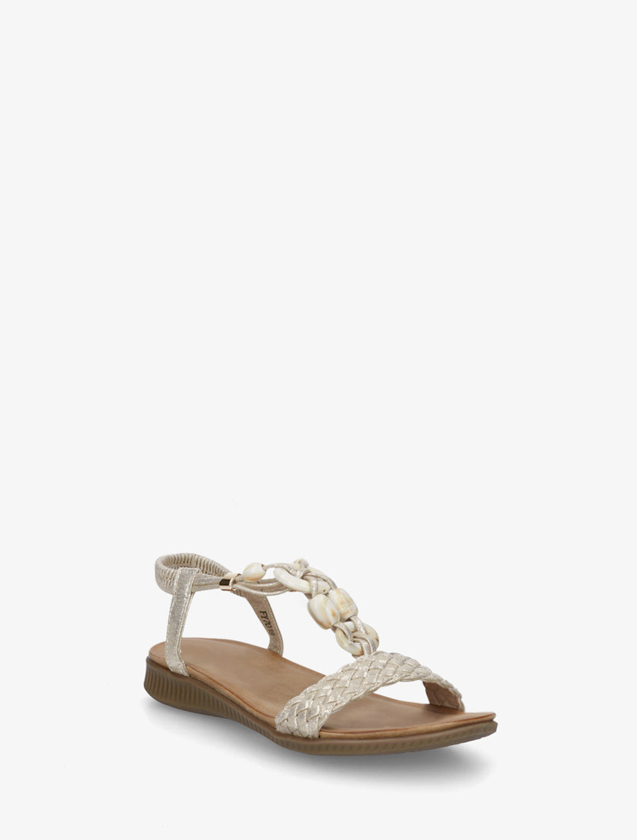 Nu-pieds à empiècement bijoux style jade - Or - 2