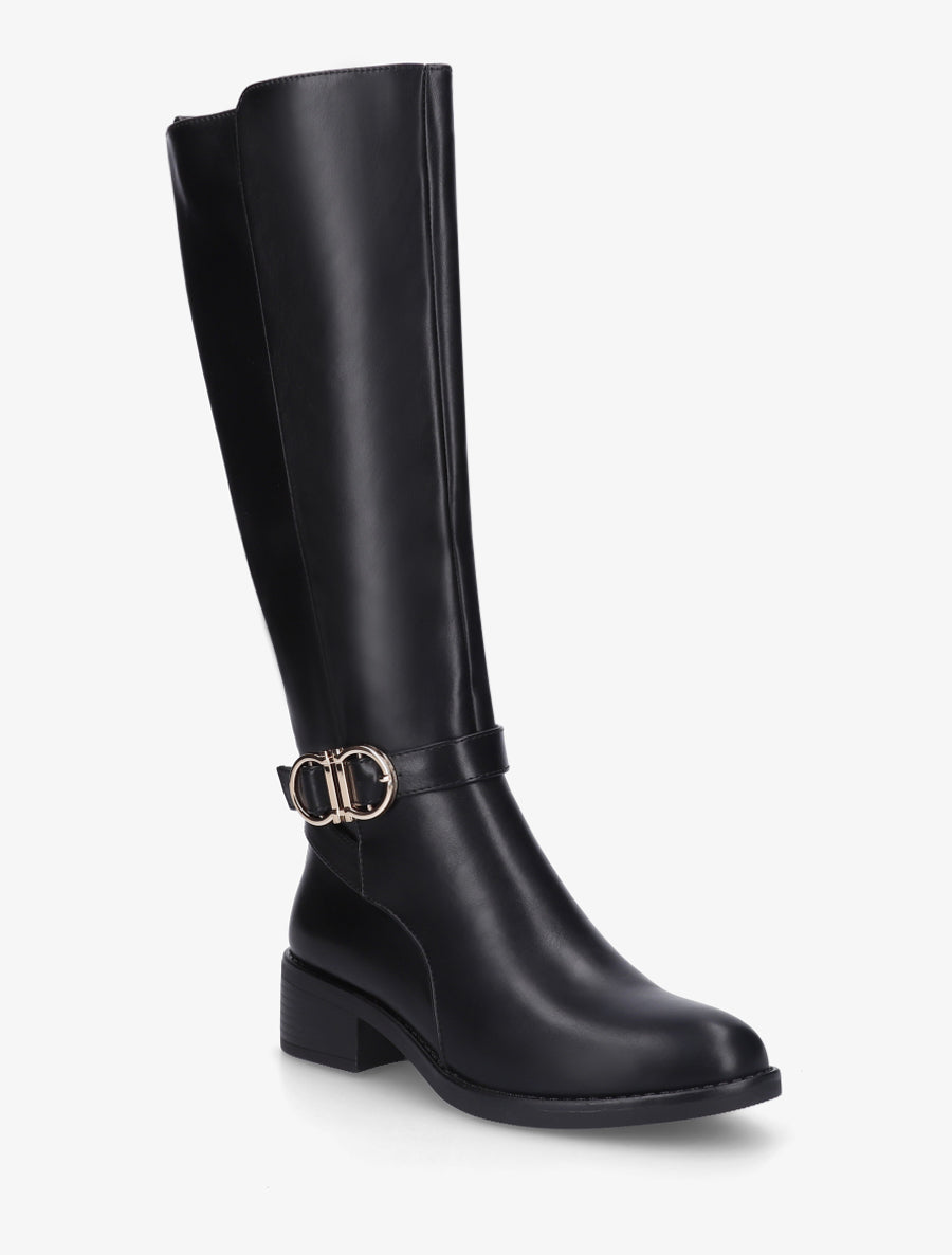 Bottes élastiquées à sangle dorée - Noir - 2