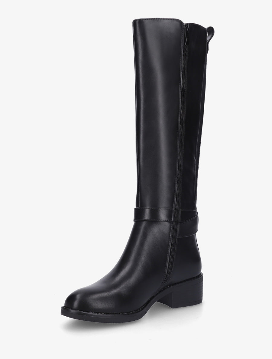 Bottes élastiquées à sangle dorée - Noir - 3