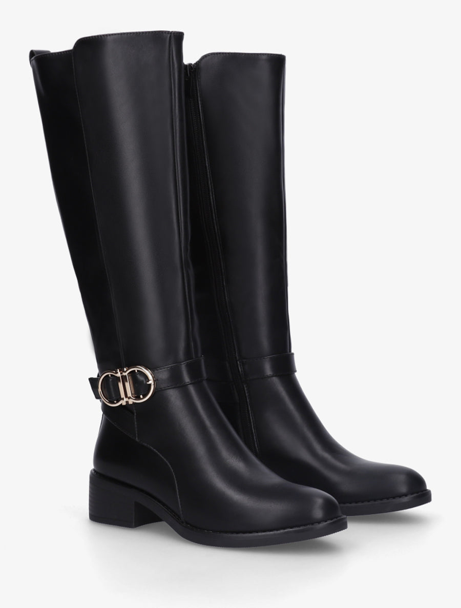 Bottes élastiquées à sangle dorée - Noir - 4