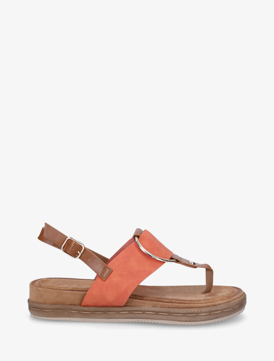 Nu-pieds en simili à anneau - Orange - 1