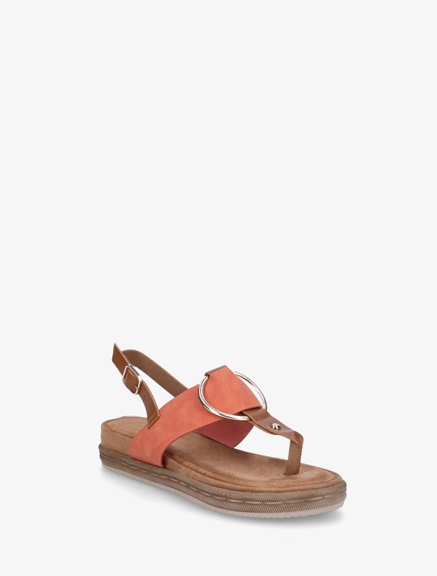 Nu-pieds en simili à anneau - Orange - 2