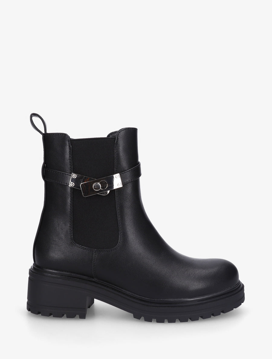 Bottines élastiquées à empiècement métallique - Noir - 1