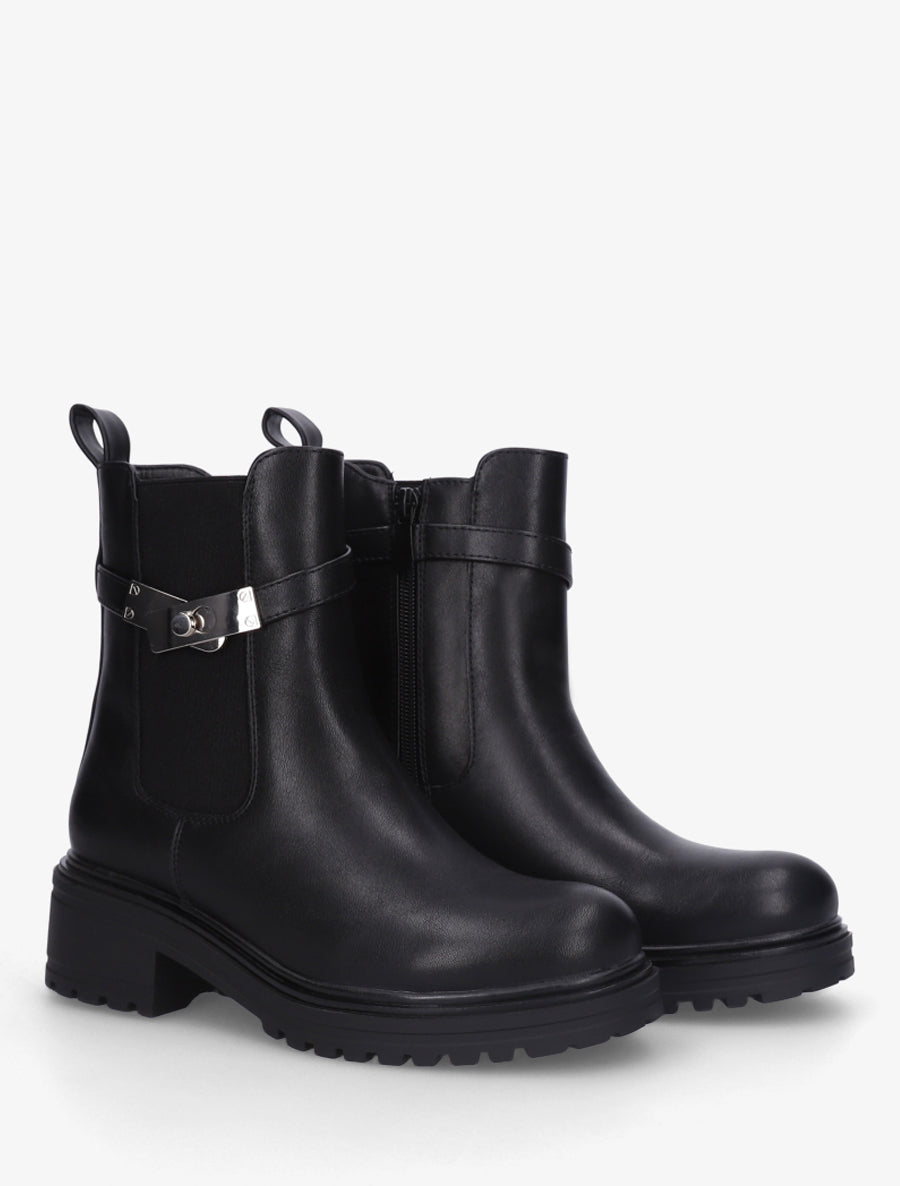 Bottines élastiquées à empiècement métallique - Noir - 4