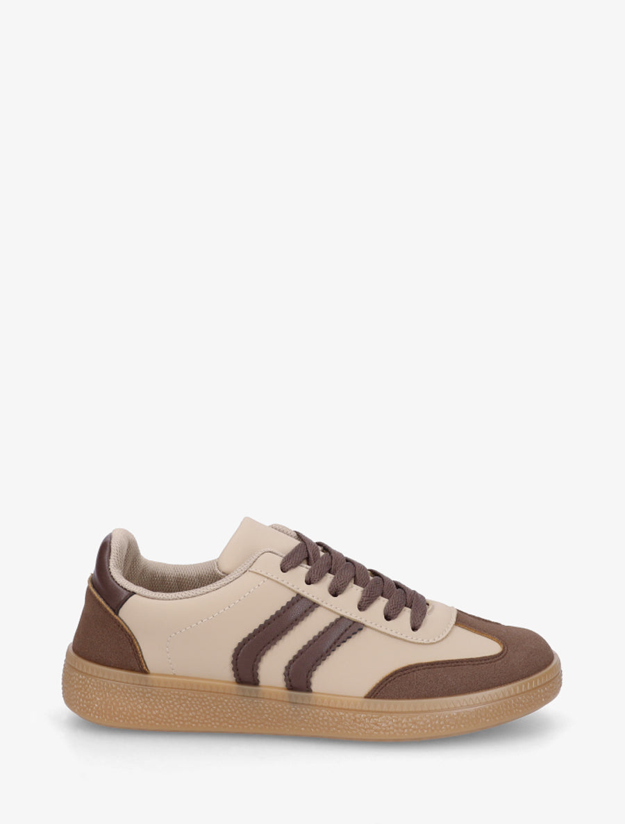 Sneakers à bandes contrastantes - Marron - 1