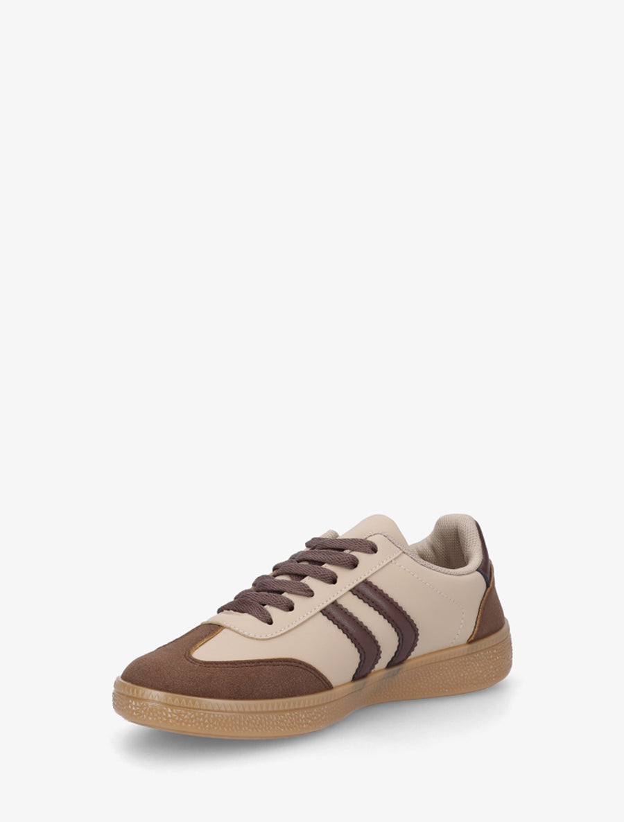 Sneakers à bandes contrastantes - Marron - 3