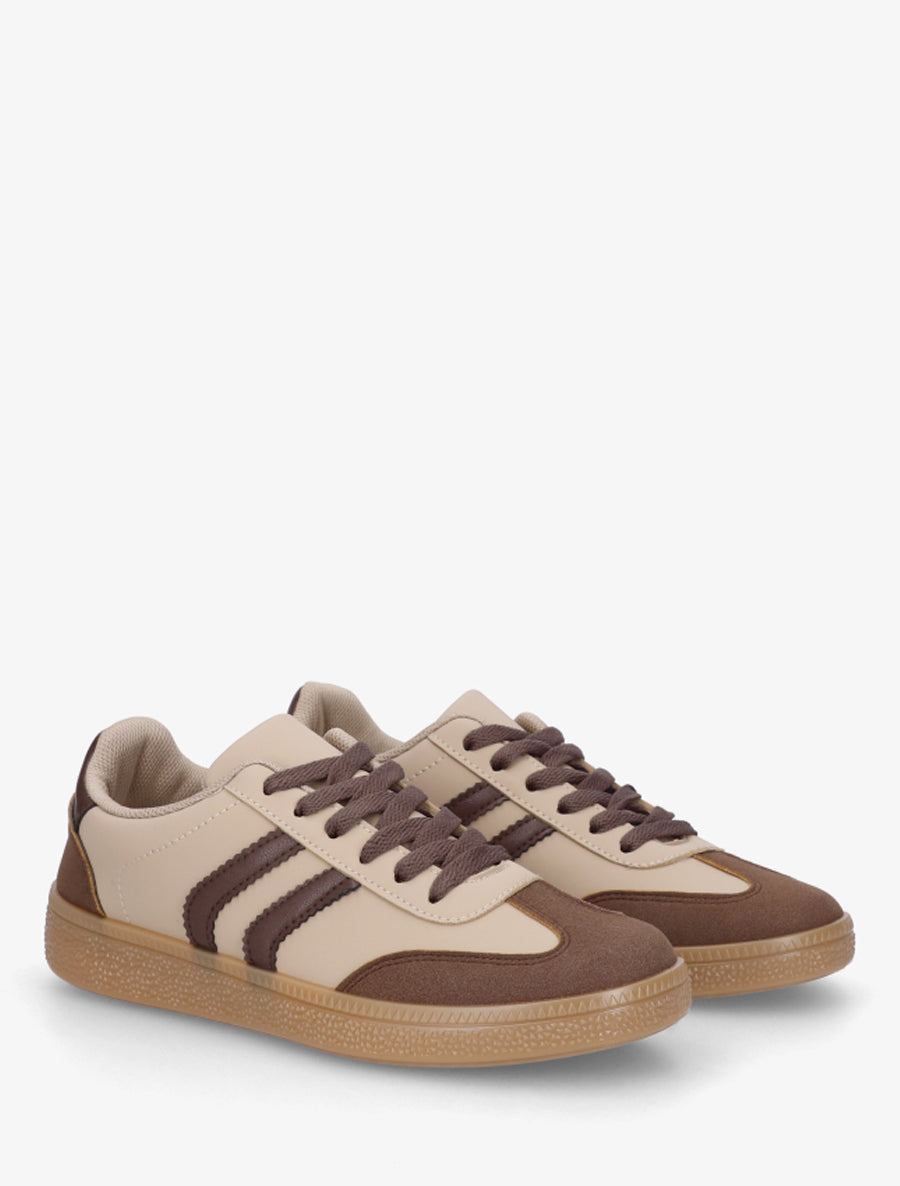 Sneakers à bandes contrastantes - Marron - 4