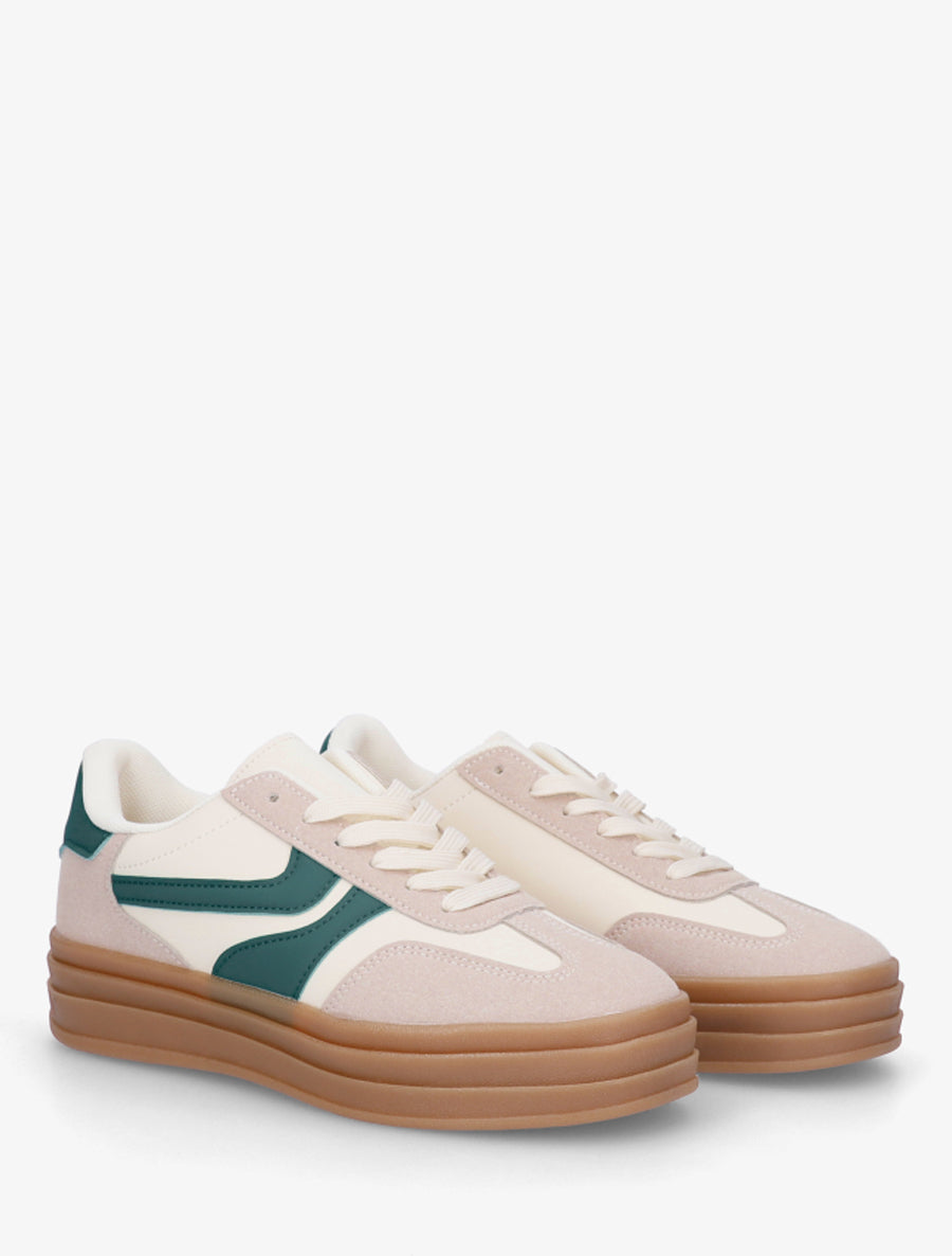 Baskets à empiècements contrastants - Vert foncé - 4