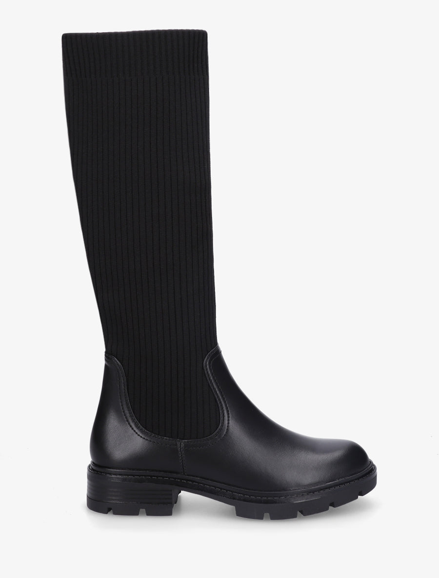 Bottes plates style chaussette - Noir - 1