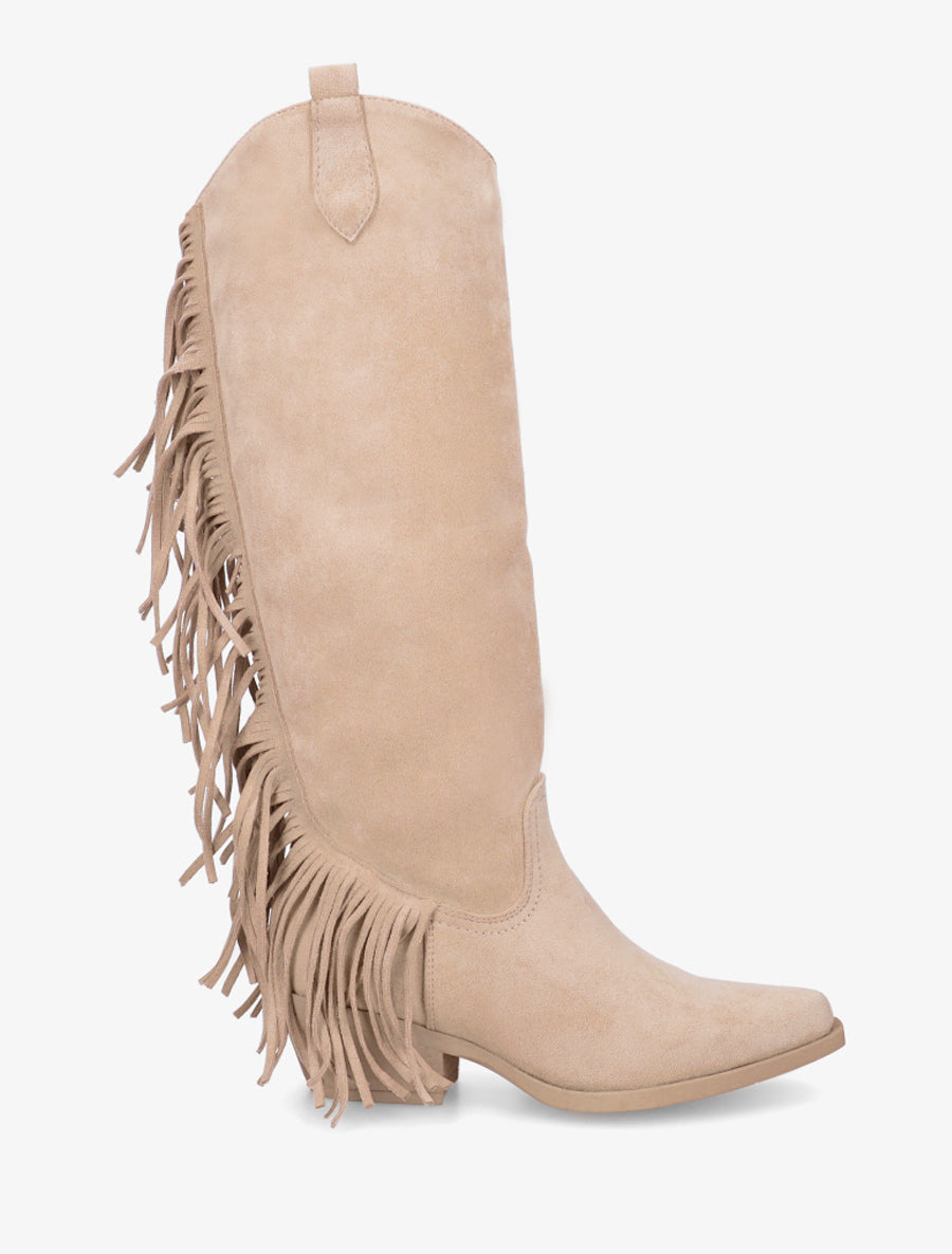 Bottes style santiag à franges - Beige - 1