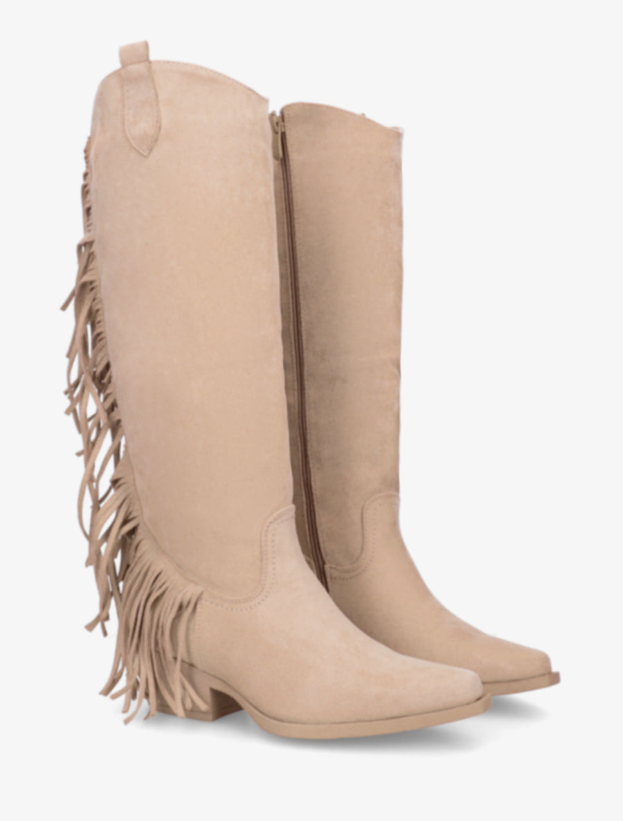 Bottes style santiag à franges - Beige - 4