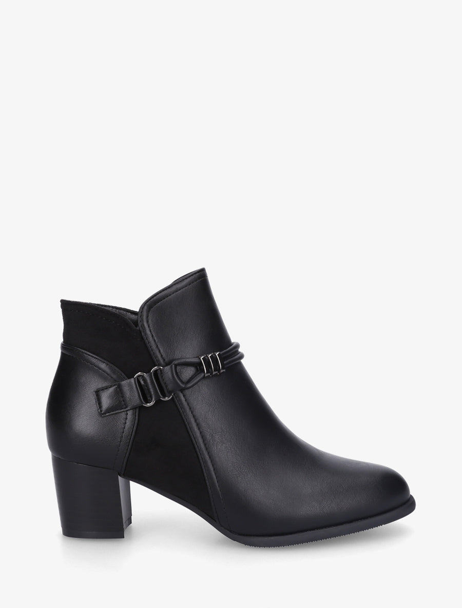 Bottines bi-matière à sangle fantaisie - Noir - 1