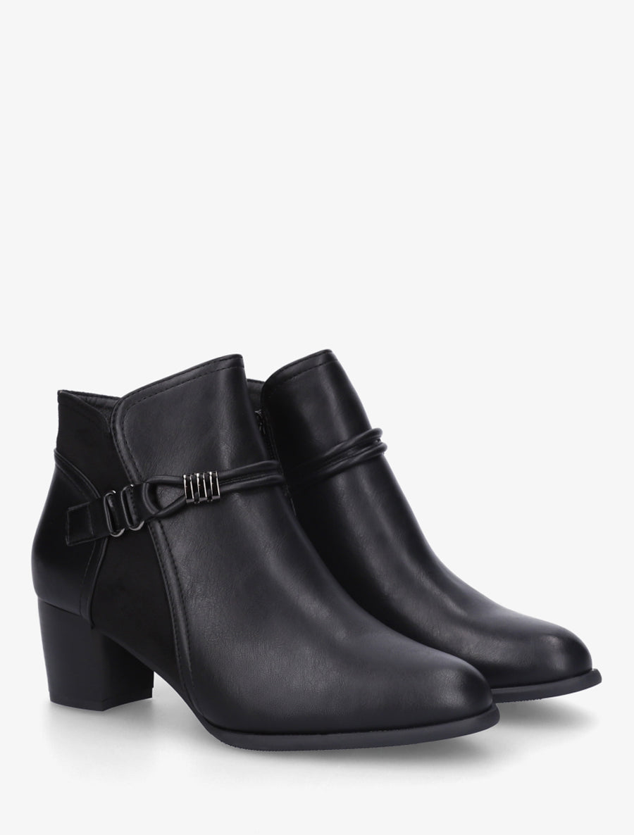 Bottines bi-matière à sangle fantaisie - Noir - 4