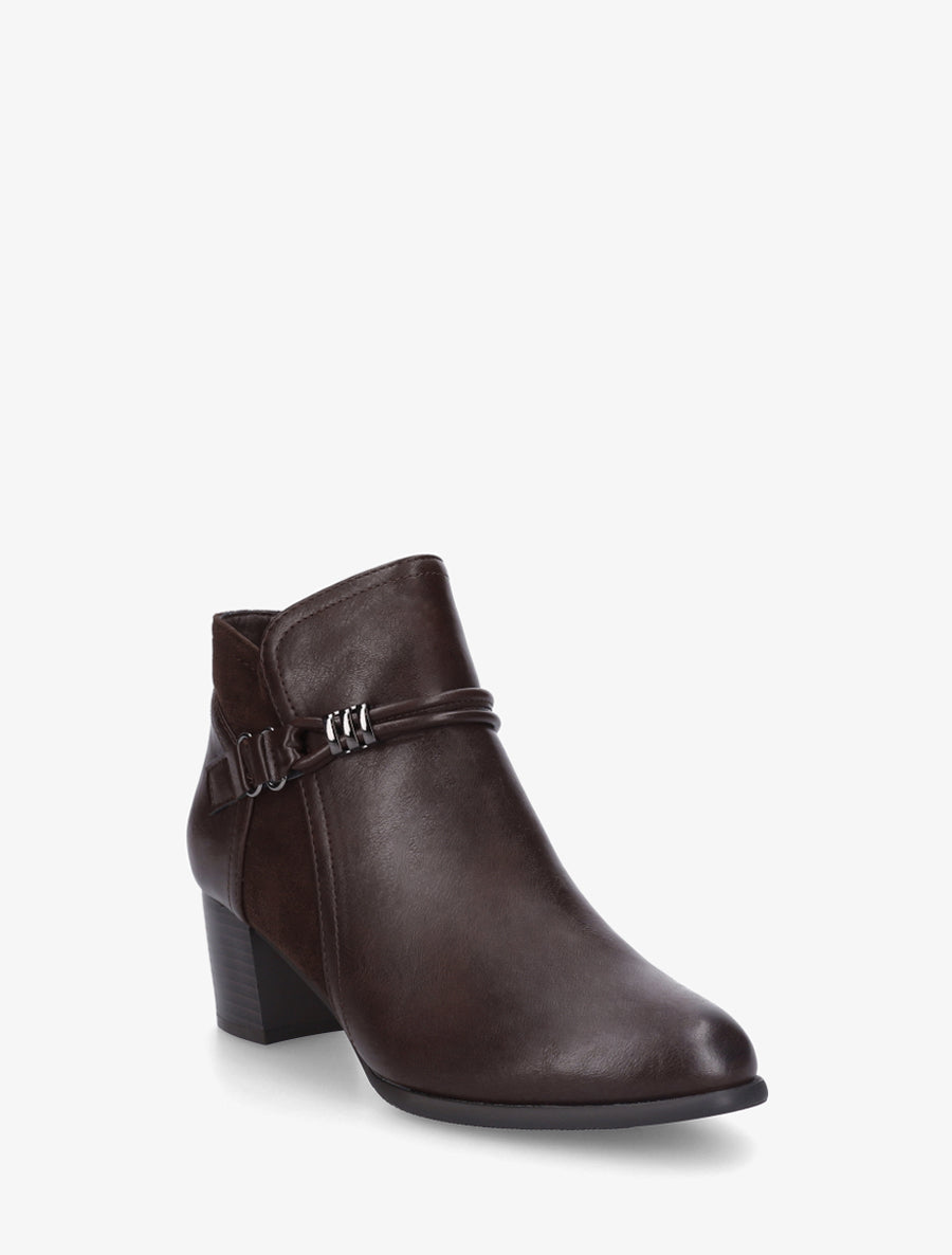 Bottines bi-matière à sangle fantaisie - Marron - 2