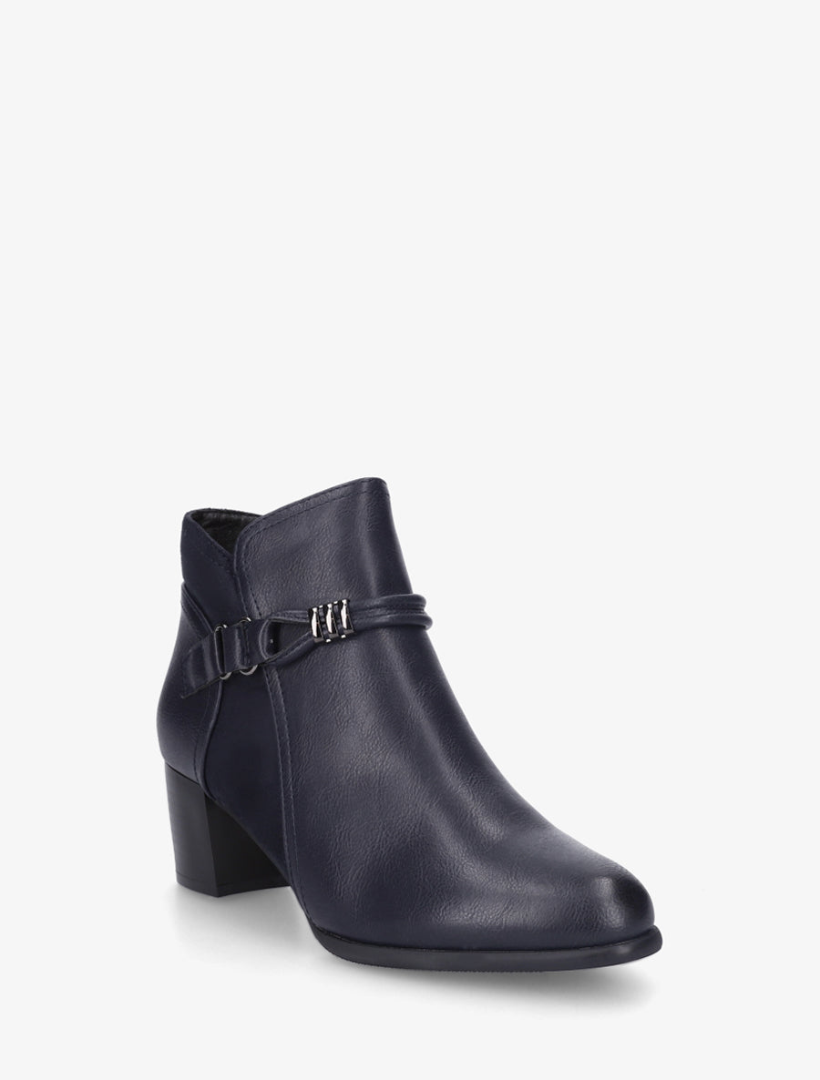 Bottines bi-matière à sangle fantaisie - Marine - 2