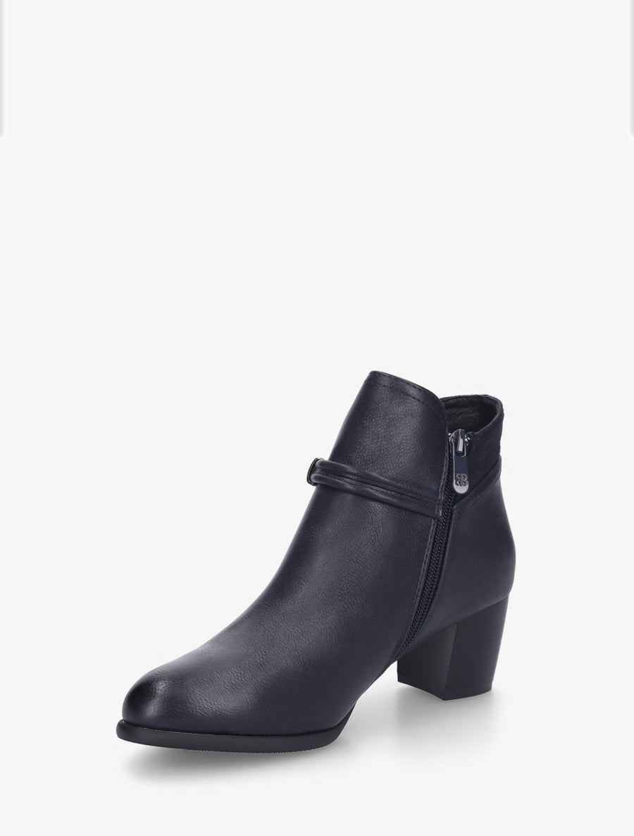 Bottines bi-matière à sangle fantaisie - Marine - 3