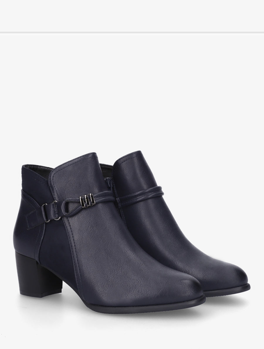 Bottines bi-matière à sangle fantaisie - Marine - 4